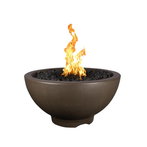 Sonoma 38 Inch Match Light Round GFRC Concrete Propane Fire Pit in Chocolate By The Outdoor Plus