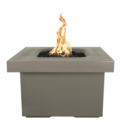 Ramona 36 Inch Match Light Square GFRC Concrete Propane Fire Pit Table in Ash By The Outdoor Plus