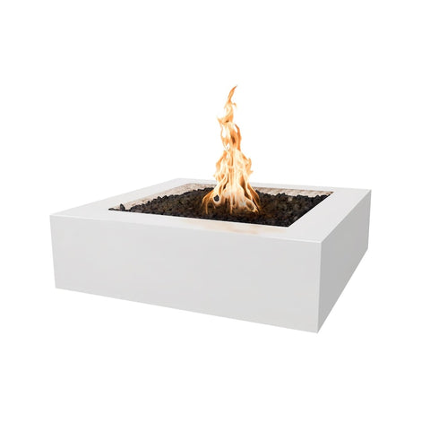 Quad 36 Inch Match Light Square GFRC Concrete Natural Gas Fire Pit in Limestone By The Outdoor Plus