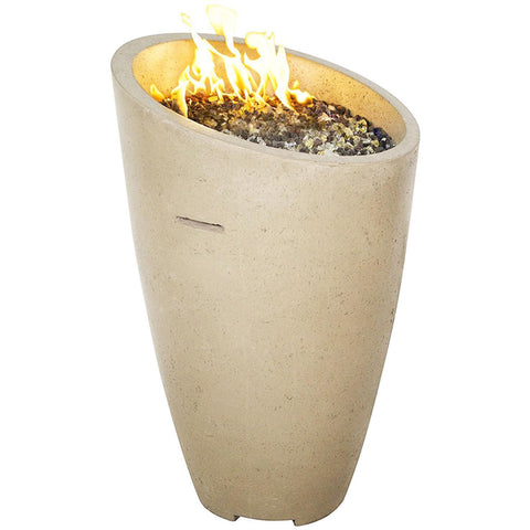 Eclipse 23 Inch Round GFRC Concrete Propane Fire Urn in Cafe Blanco By American Fyre Designs