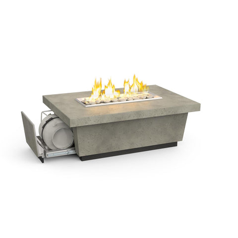 Contempo LP Select 52 Inch Rectangular GFRC Propane Fire Pit Table in Light Basalt By American Fyre Designs