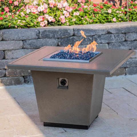 Cosmopolitan 36 Inch Square GFRC Concrete Propane Fire Pit Table in Smoke By American Fyre Designs