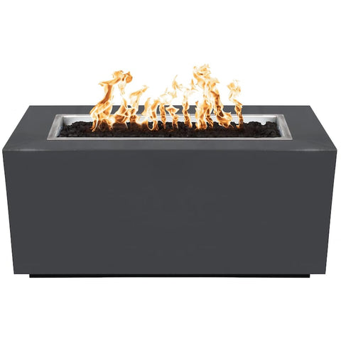 Pismo 48 Inch Match Light Rectangular Powder Coated Steel Propane Fire Pit in Gray By The Outdoor Plus