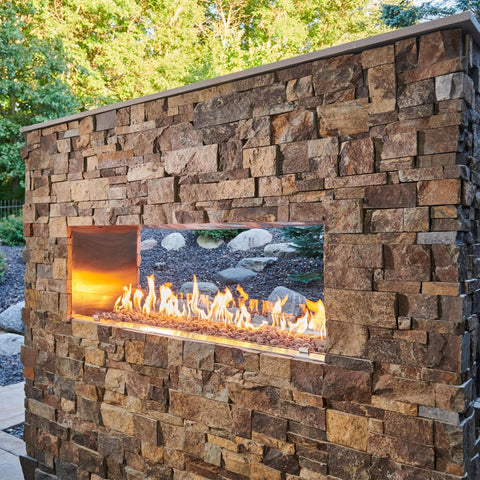 The Outdoor GreatRoom Company 60-Inch Linear Ready-to-Finish See-Through Natural Gas Fireplace W/ Direct Spark Ignition