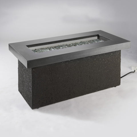 Key Largo 54 Inch Rectangular Stucco Propane Fire Pit Table in Midnight Mist By The Outdoor GreatRoom Company