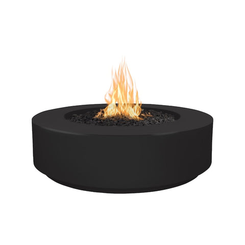 Florence 42 Inch Match Light Round GFRC Concrete Natural Gas Fire Pit in Black By The Outdoor Plus