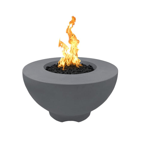 Sienna 37 Inch Match Light Round GFRC Concrete Propane Fire Pit in Gray By The Outdoor Plus